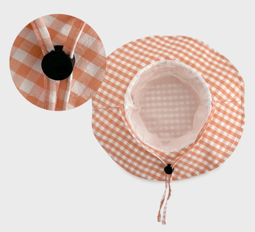 PASTEL CHECK Strap Bucket Hat for Kids