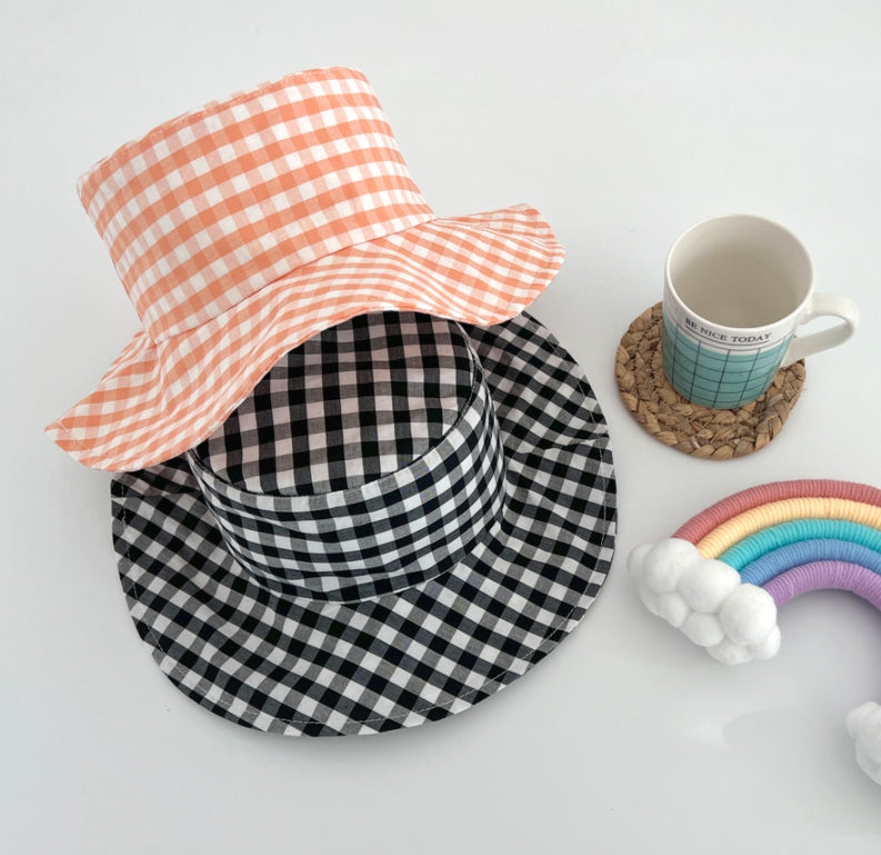 PASTEL CHECK Strap Bucket Hat for Kids